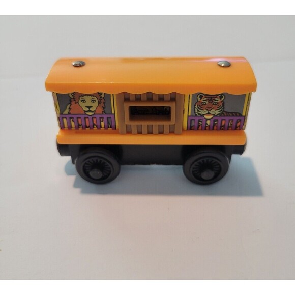 Thomas the Train Thomas & Friends Wooden Railway Zoo Car 2003 Lion Monkey Tiger - Picture 1 of 6